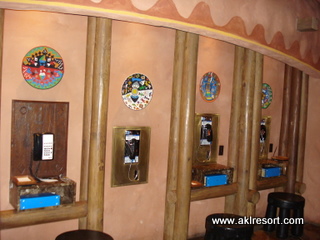 Telephone area between restaurants